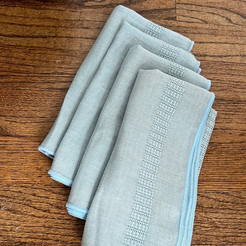 Pale powder blue linen napkins set of 4